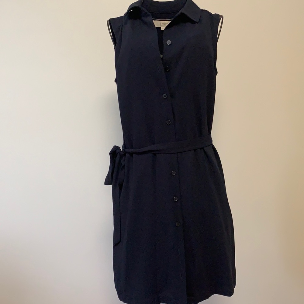 Navy button down dress